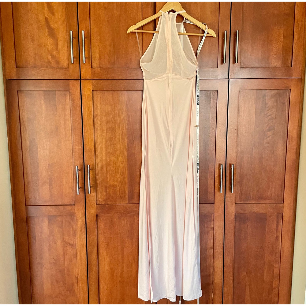 House of CB Aurelia Dress Maxi Thigh Slit Mesh Stretch Pink Size Small FLAW - Picture 7 of 12